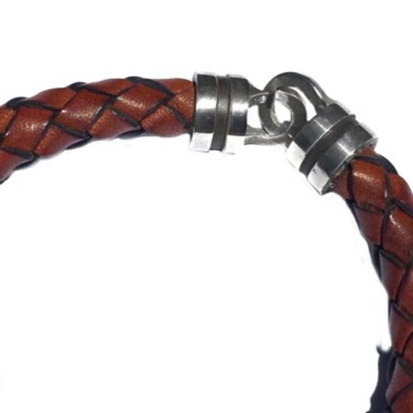 COPY - CATHERINE ZEDAH BROWN BRAIDED LEATHER WITH STERLING SILVER CLASP MENS BR… - Picture 2 of 12